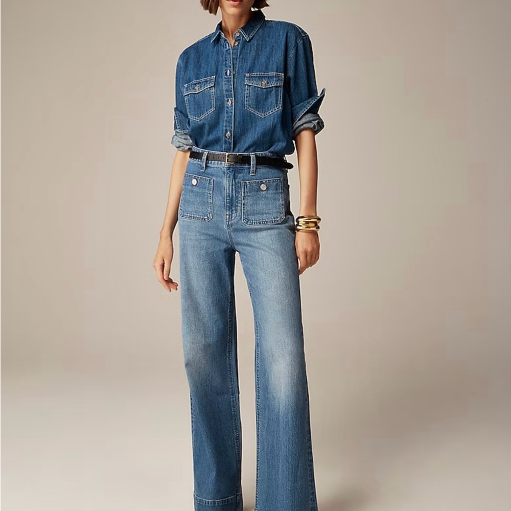 J. Crew High Rise Sailor Denim Trouser